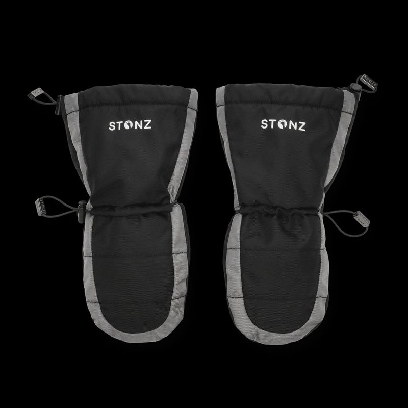 Snow Mitt Kid - Moufles faciles à porter, isolées, imperméables noir et gris