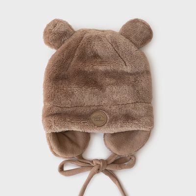 Tuque Ourson pour bébé en Minky 0-6m