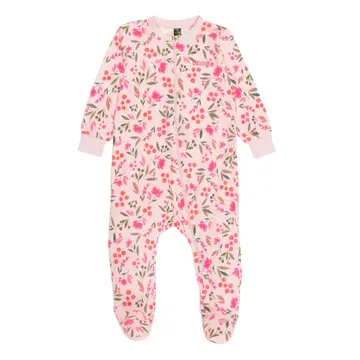Pyjama 1 pièce fleuri rose