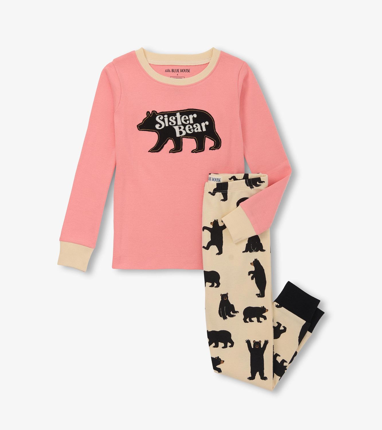 Pyjama deux pièces rose avec ours E576