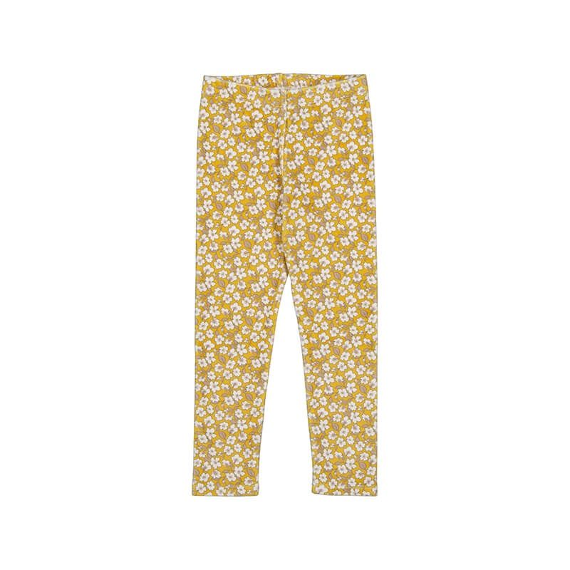 Legging velours motif fleur-moutarde 4715