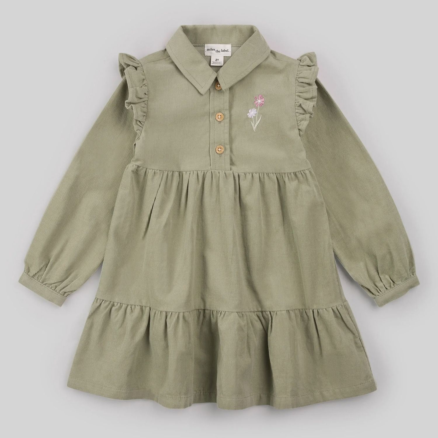 Robe en velours côtelé verte d02k