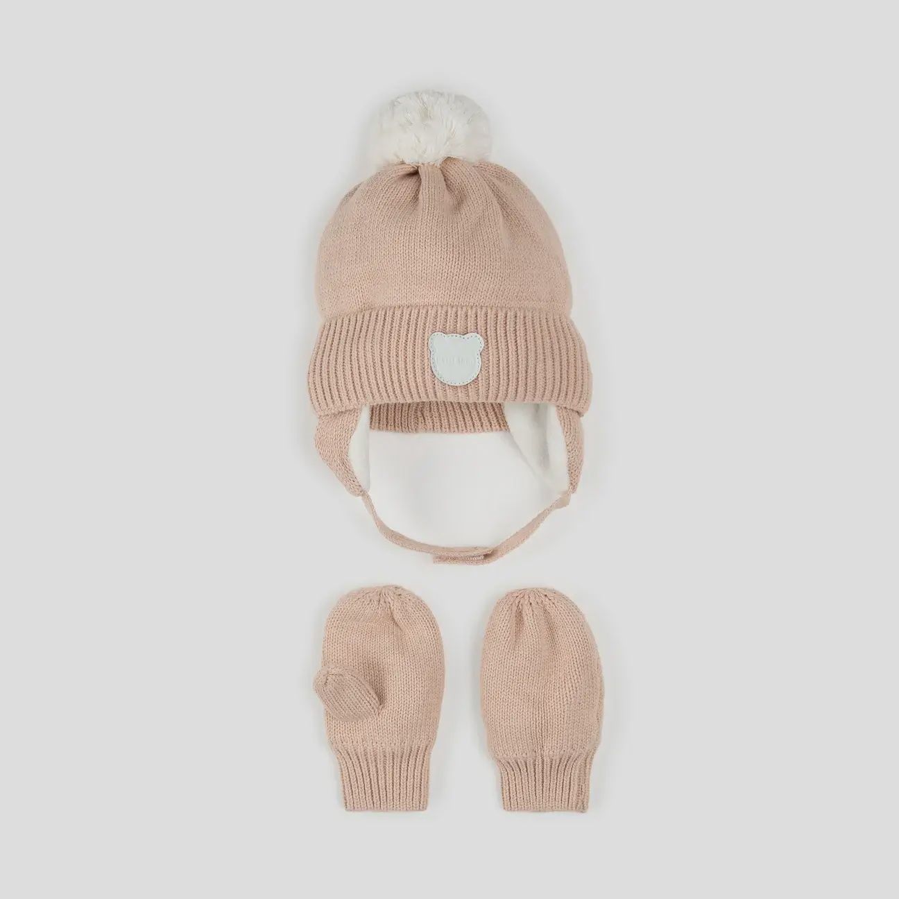 Bonnet et mitaines d'hiver Rose c03b