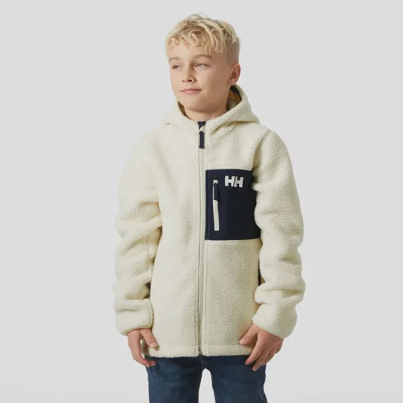 Manteau sherpa beige et marine