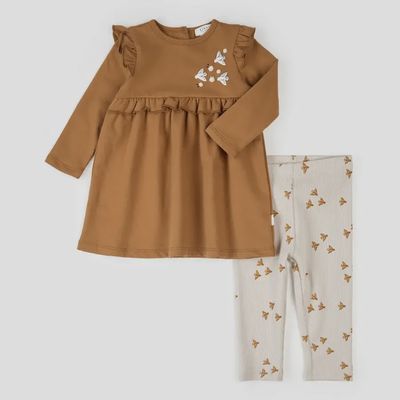 Ensemble robe et legging petit oiseaux -E02B