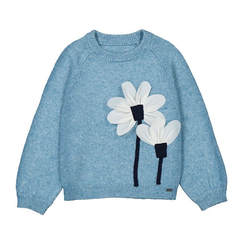 Pull bleu à fleur 4308