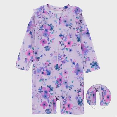 Maillot dermoprotecteur une-pièce bébé Filles Lilas S350