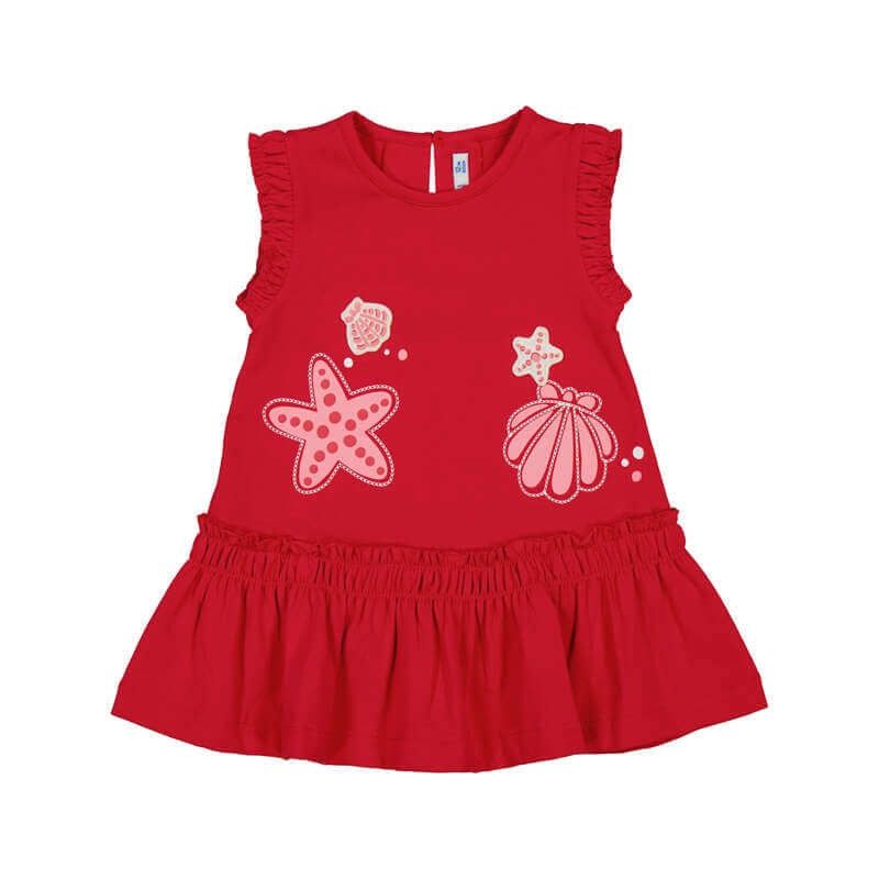 Robe rouge motif coquillage 1929