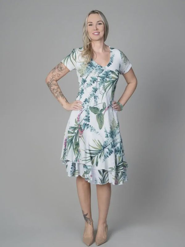 Robe à manches courtes à motifs de jardin 0569