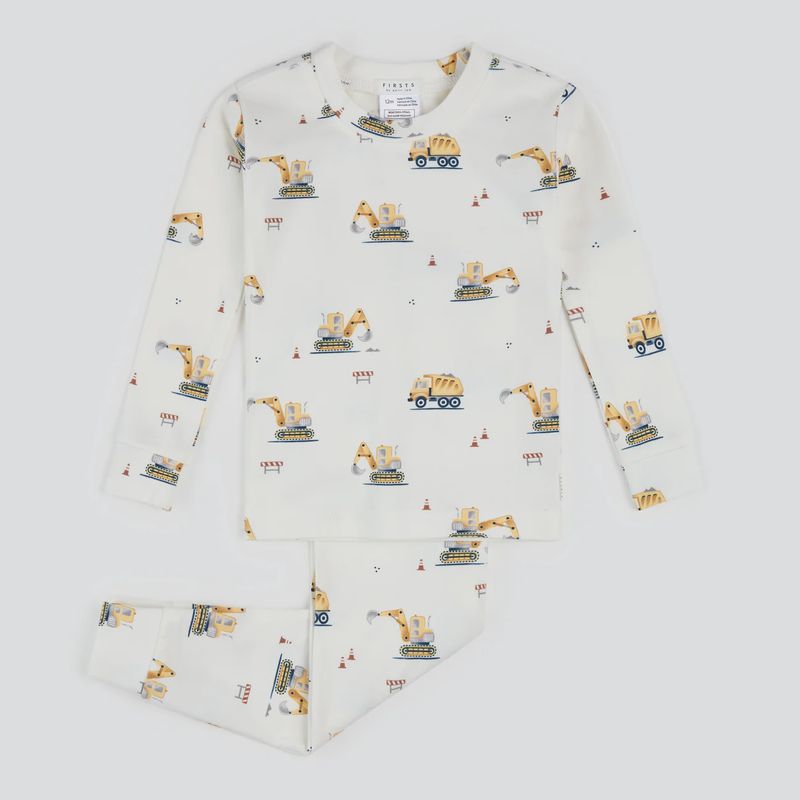 Pyjama bébé 2 pièces motif camion/pelle Q01B