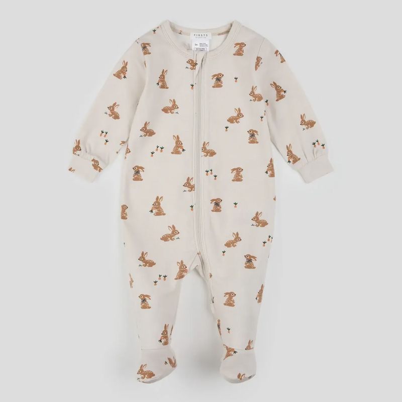 Pyjama bébé fond beige lapin P01B