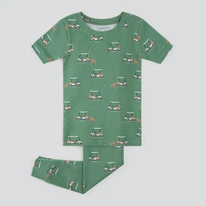 Pyjama manches courtes vert voiturette de golf Q03K