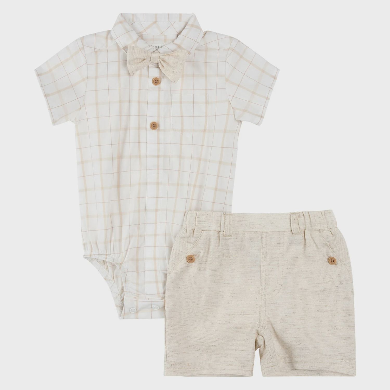Ensemble 2 pièces chemise et short blanc crème E02B