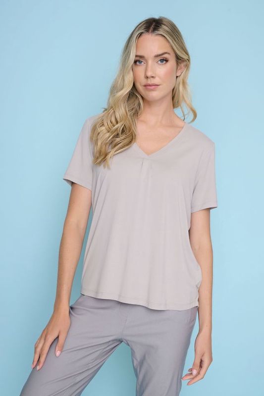 Chandail léger gris col en V J773