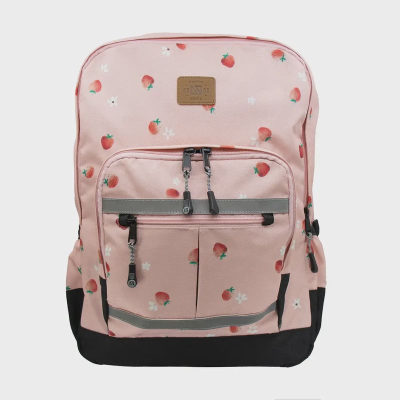 Sac à dos rose motif fraise/fleur P102