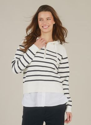 Chandail trompe-l'œil chemise au bas 6246