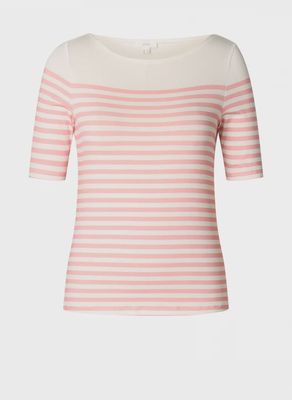 T-shirt léger blanc cassé avec rayure rose 6118