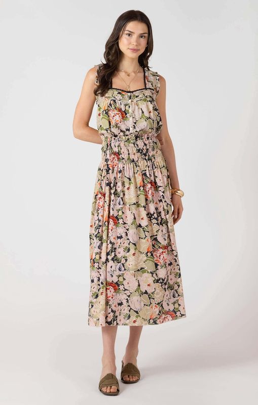 Jupe fleurie taille nid d'abeille 2713