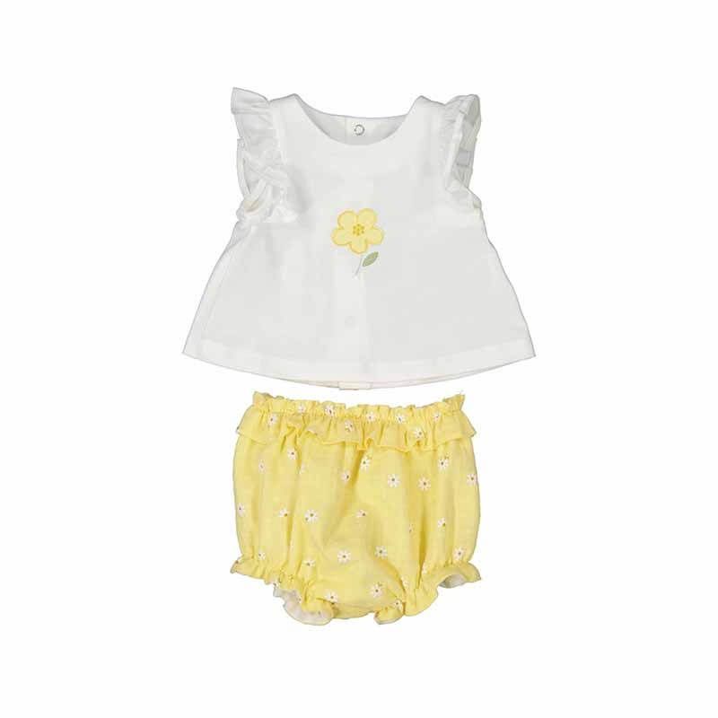 chandail et cache couche blanc et jaune avec fleurs 1255