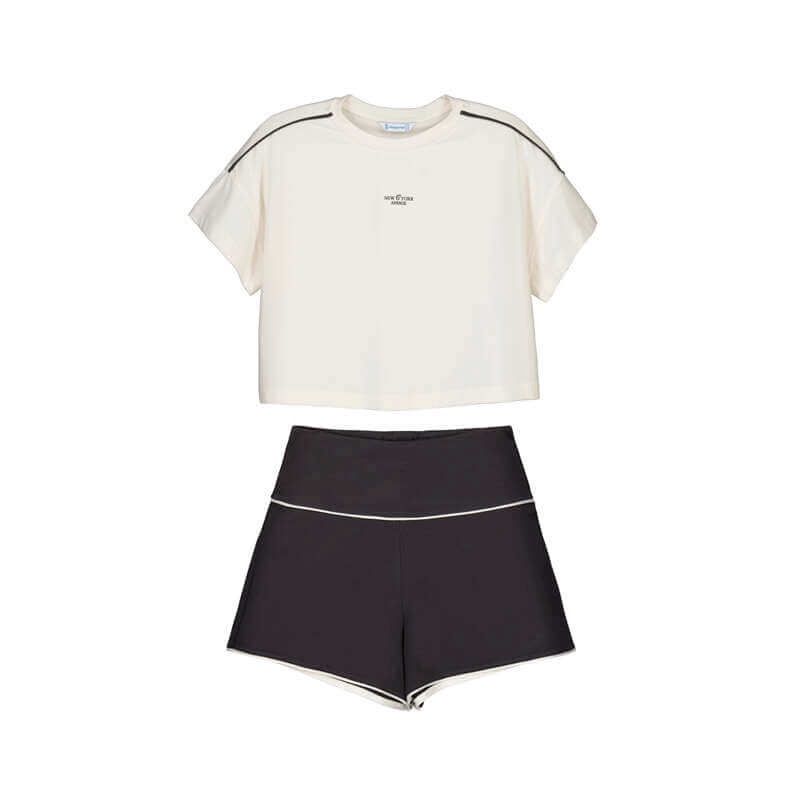 Ensemble short crème et charcoal 6209