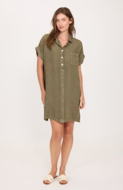 Robe  en lin ample kaki 4746