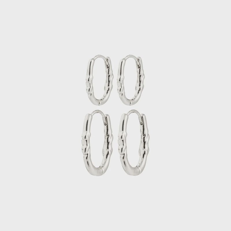 SENSE boucles d'oreilles anneaux 2-en-1 recyclées plaqué argent