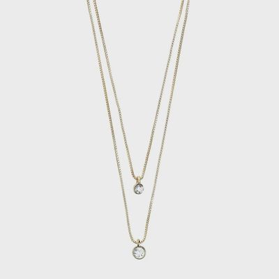 Collier double cristal Pilgrim Lucia plaqué or
