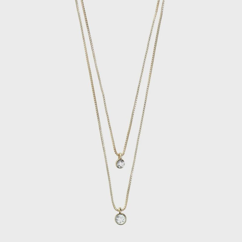 Collier double cristal Pilgrim Lucia plaqué or