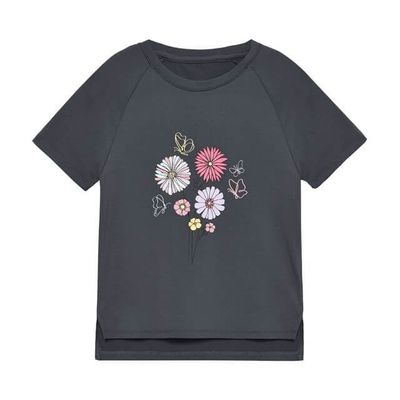 T-shirt gris léger imprimé fleuri 2660