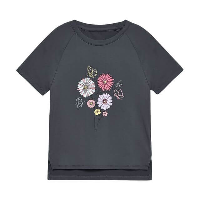 T-shirt gris léger imprimé fleuri 2660