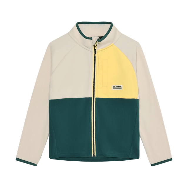 Veste polaire block de couleur beige/forêt 2623