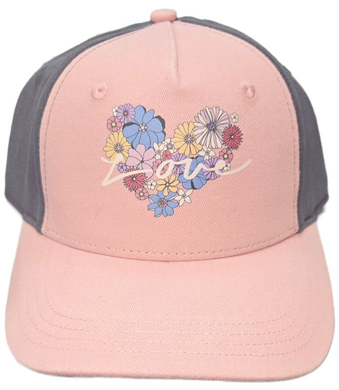 Casquette grise et rose fleur love 2683