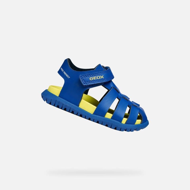 Sandale fermé fusbetto bleu-lime