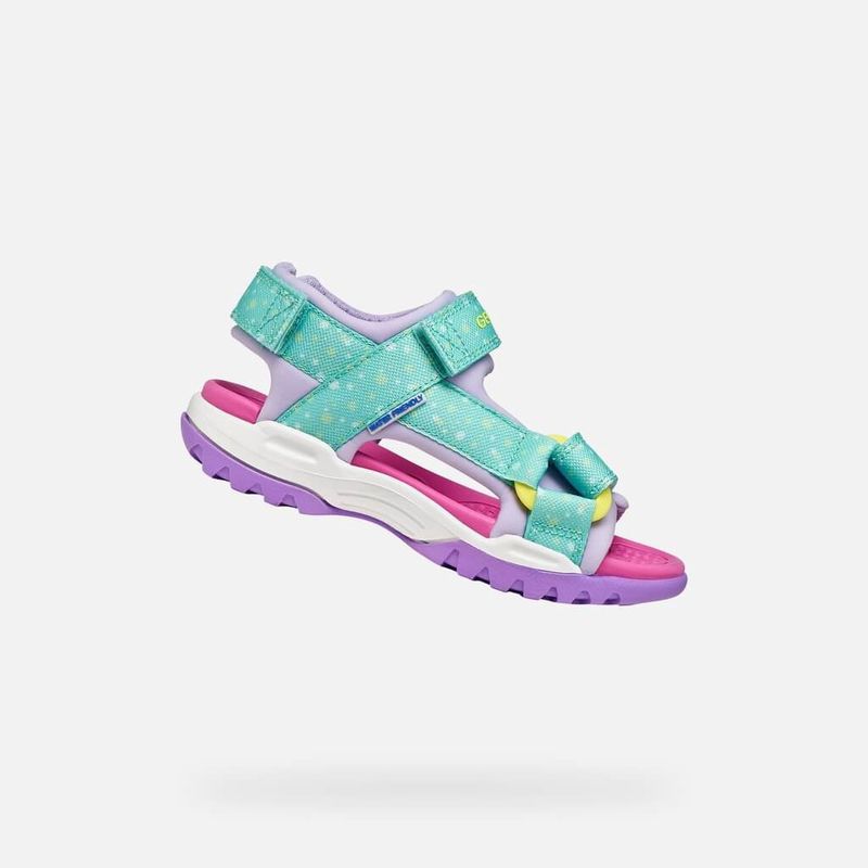 Sandale à velcro borealis turquoise-mauve