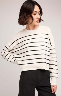 Pull a manche longue crème avec rayures noires 3093