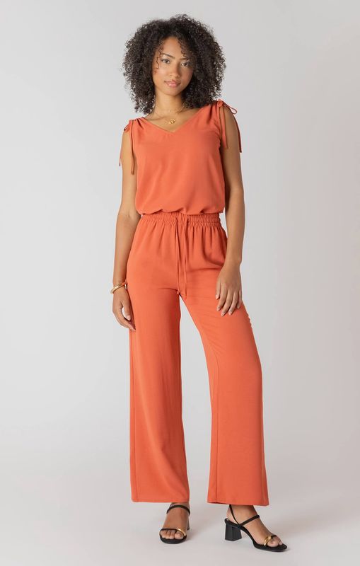 Pantalon léger taille haute à jambe large cuivre 2739