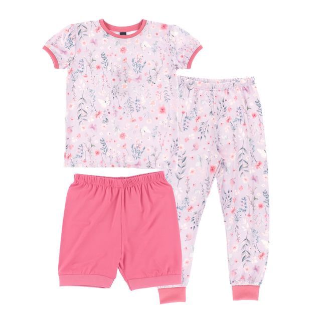 pyjama manches courtes 3 pièces fleuries p56