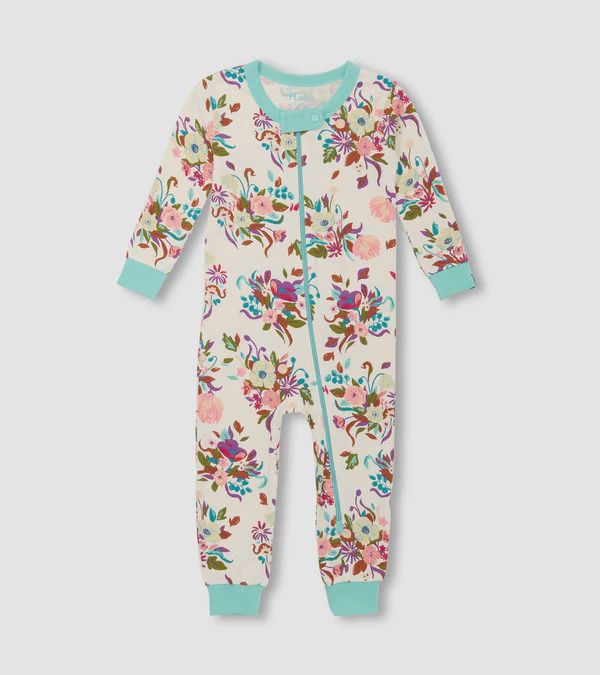 Dormeuse en bambou pour bébé fille – Fleurs d’automne sur fond naturel 327