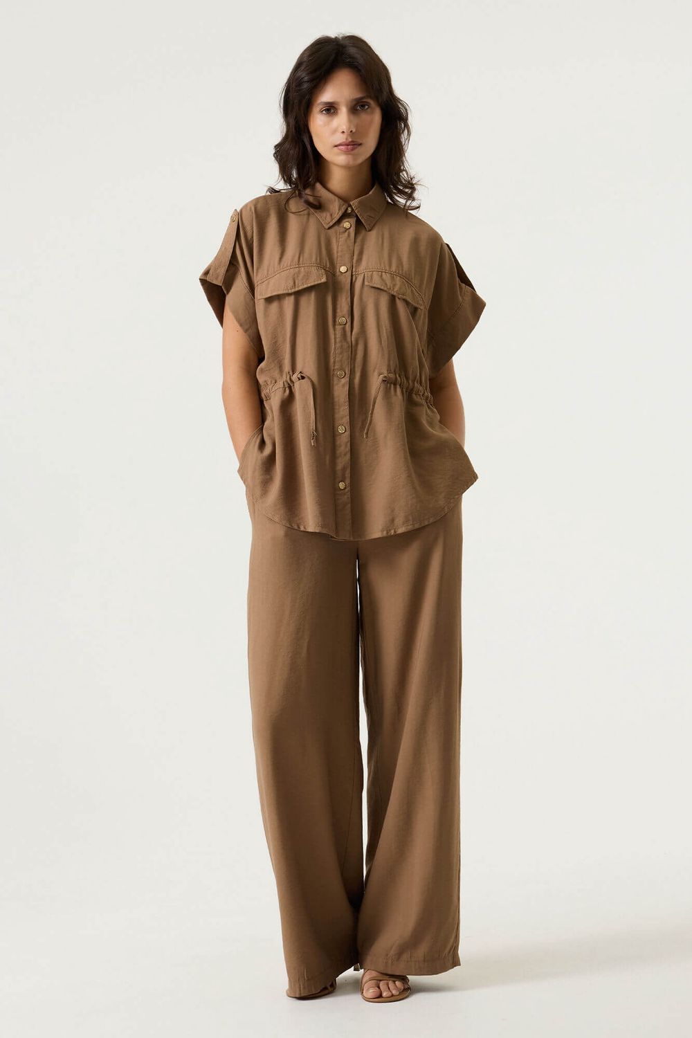 Pantalon ample taupe 0114