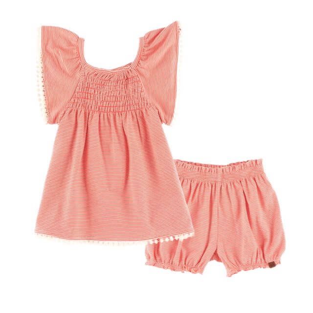 Ensemble 2 pièces bébé rayé corail 2652