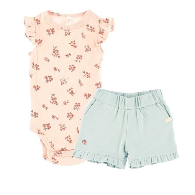 Ensemble 2 pièces cache-couche motif fraise 2660