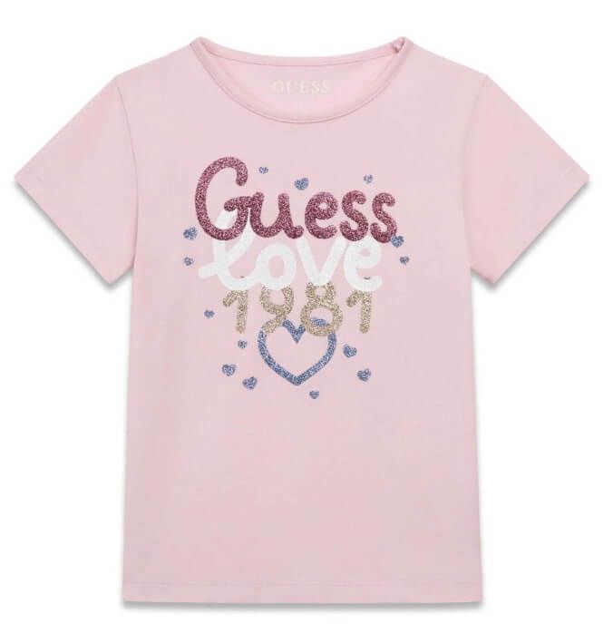 T-shirt rose Guess Love 6yw4