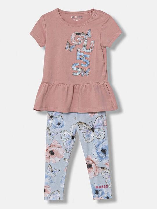 Ensemble 2 pièces bébé rose motif papillon 6yw4