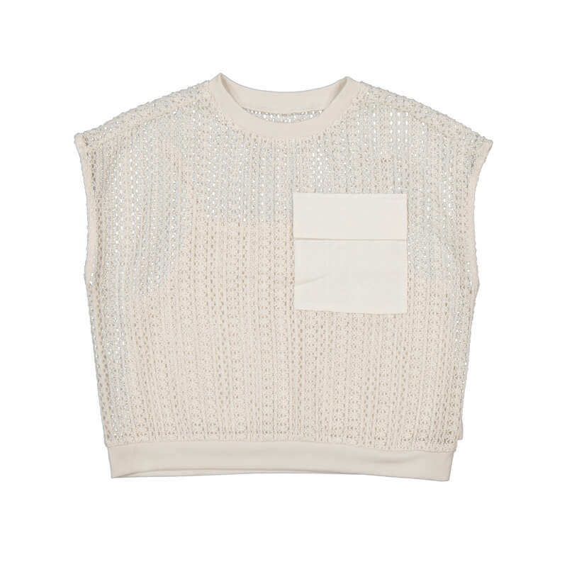 Tricot léger sans manche ivoir 6160