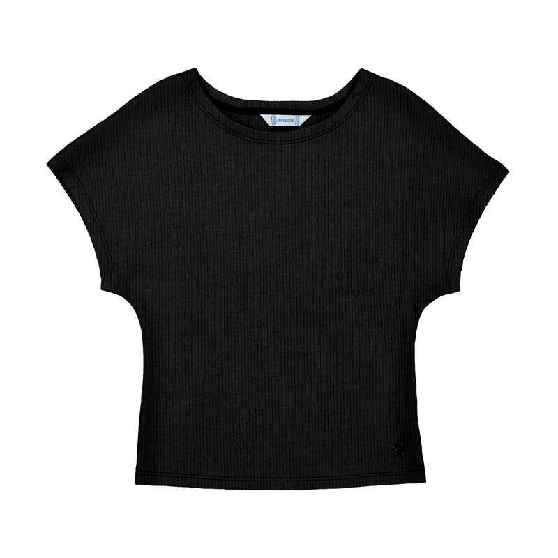 T-shirt côtelé noir  6008