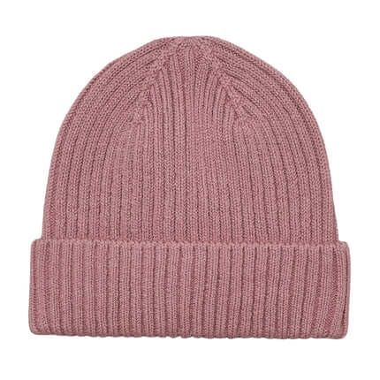 Tuque tricot côtelé rose 0649