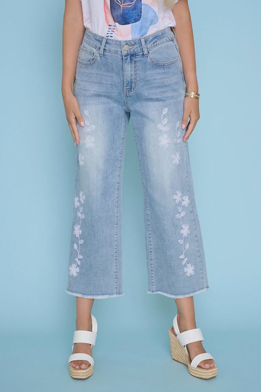 Jeans 7/8 à jambes larges ornés 6913