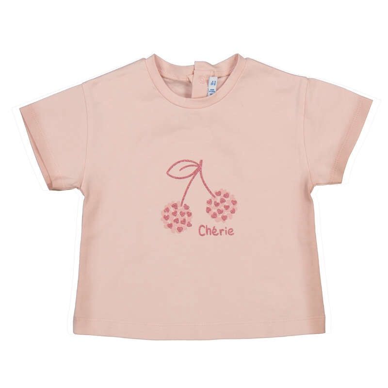 T-shirt rose motif cerise coeur 105