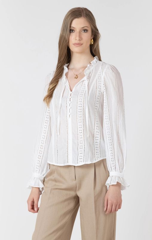 Chemisier à insert en dentelle 3730