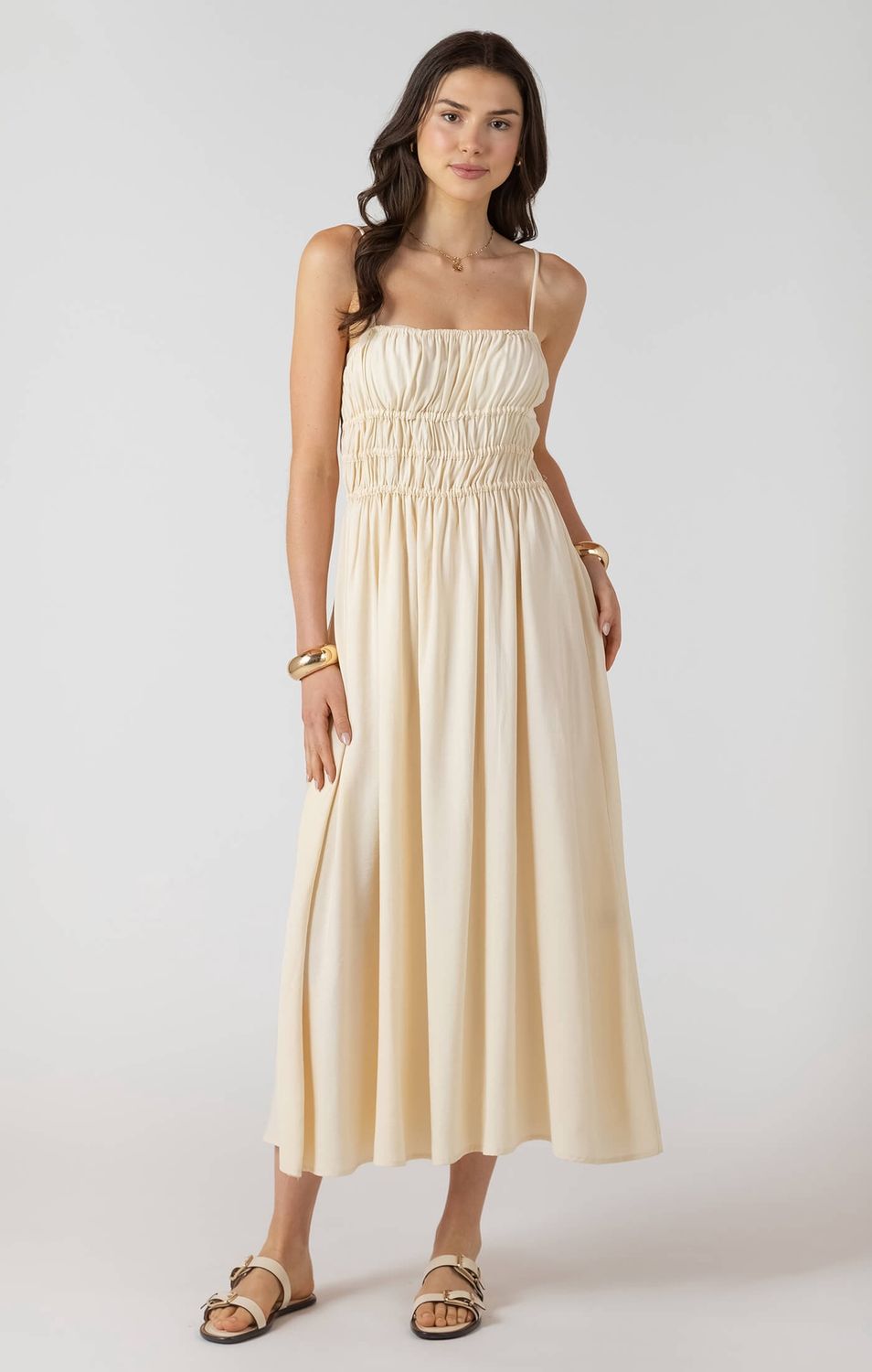 Robe taille élastique crème 2517